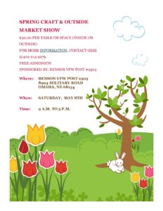 COUNTDOWN to Spring Craft Show, 5/8/2021; Saturday, 9 a.m. - 3 p.m. Shop for Mom! @ VFW Post 2503