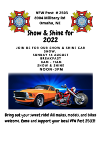 Show & Shine 2022 - August 14, 2022 Noon - 3 p.m. $50 prize to crowd favorite! Gas Card Raffle! Join us!